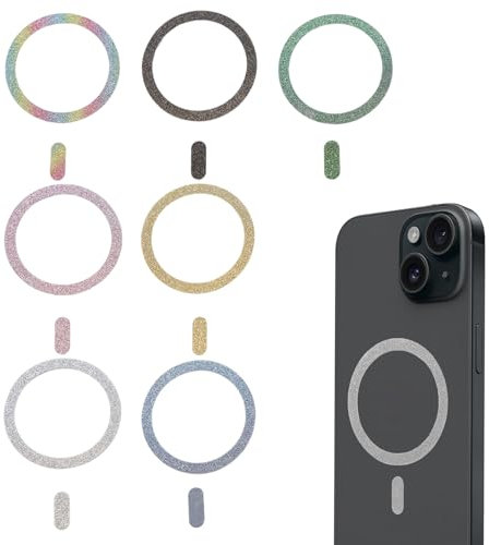 7 Pcs Kompatibel mit Magsafe Ring Aufkleber, Magnet Ring Aufkleber Kompatibel mit MagSafe Ring, Magnetisches Drahtloses Ladegerät Universal, Enge Passform für alle Smartphone