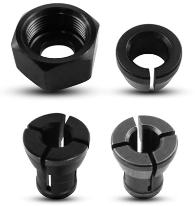 TIKSCIENCE Collet Kit Fit for Makita 3621 3621A 3620 RP0900K 1-1/4 HP RT0700CX3 RT0700C RT0701C RT0701CX3 XTR01Z Replace 763637-1, Trim Router Accessories Collet Kit, 1/4 Inch 6.35mm