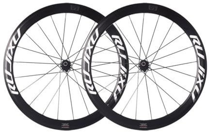 LSRRYD 700C Rennrad Laufradsatz 28Zoll Mit Carbon-Nabe Vorder- & Hinterrad Felgenbremse/C/V-Brakes 50mm Schnellspanner Aluminiumlegierung Felge 8-11 Gänge Kassetten 16/21 Löcher(Gold Hub)