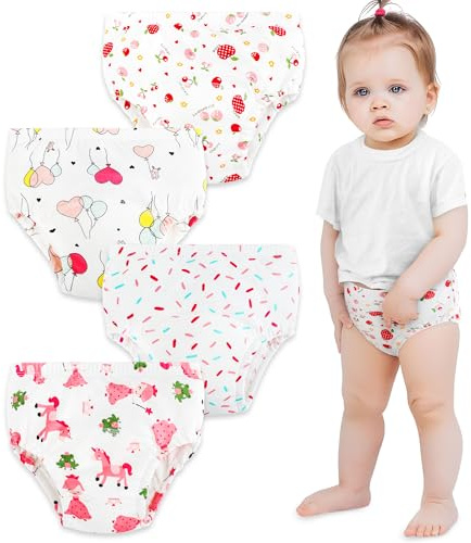 UNIFAMILY Culotte Apprentissage Propreté Fille Lot de 4 Culotte d Apprentissage Enfant Coton Culotte Apprentissage Nuit pour Bébé 5 Ans