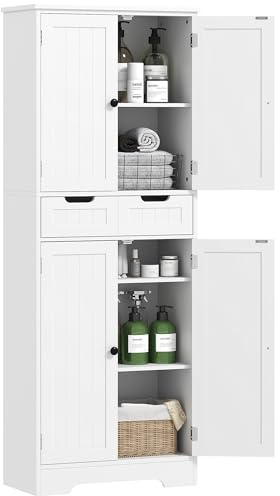 HOMCOM Meuble de Salle de Bain Meuble de Rangement 60 x 30 x 160 cm Blanc