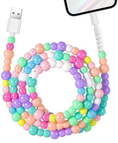 Coolden for iPhone Charger Cable 3.3FT 1M 60W Fast Charging Girls Women Cute Beaded Phone Charger Cables USB iPhone Charging Cable for iPhone 14 13 12 11 Pro Max XS XR X 8 7 6 Plus,iPad-Colorful