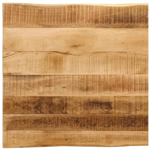 Qnhdfrt Tischplatte 80x80 cm Mangoholz massiv mit Baumkante rustikale Holzplatte Arbeitsplatte für Küche Home Office Bistro Outdoor und Esszimmer