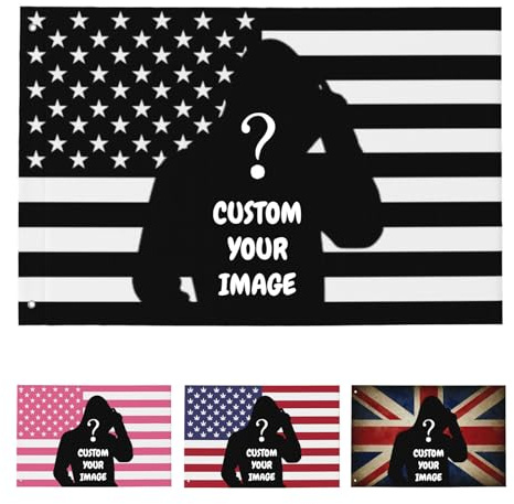 Individuelle Flaggen personalisiert - Personaliserbare Flaggen aus Polyester - 100% Polyester - 90x150cm - Garten, Fahnenmast, Veranstaltungen - für Outdoor & Events (Schwarz-weiße Flagge)