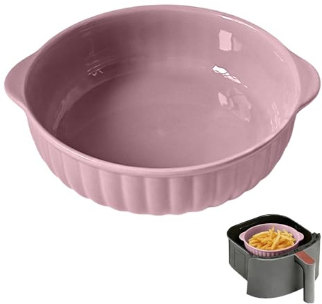 LUPATDY Auflaufform Keramik 700ML, 7,5 Zoll Keramische Runde Backformen, Keramik Auflaufformen mit Griffen für Lasagne, Fleisch, Gemüse, für Heißluftfritteuse, Backofen, Mikrowellenherd, Lila