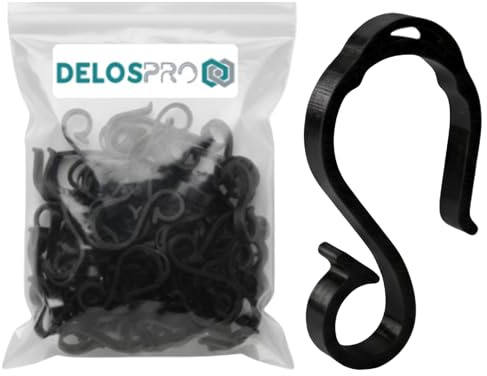 DELOSPRO 60 Stück Dachrinnenhalter für Lichterketten, Verbesserte Dachrinnenhaken für Weihnachtsbeleuchtung, Universal Clips für LED Lichterketten Außen (Schwarz)
