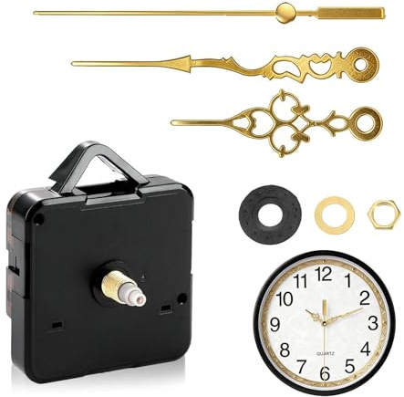 Geräuschloses Uhrwerk Set, Uhrwerk für Wanduhr 24MM, Inklusive Zeiger für Stunden, Minuten und Sekunden, Robustes Ersatzteil-Kit für Uhrreparatur und DIY-Projekte, Schwarz (golden)