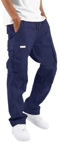 Bastwahl Pantalon Treillis Homme - Travail Cargo Coupe Droite Multi Poches Taille à Cordon Pantalon Long Usage Quotidien Activités Extérieures Entraînement Fitness Style Décontracté Fonctionnel