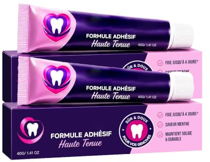Fixation Dentaire Extra Forte,Colle Appareil Dentaire Extra Forte,Assure Une Fixation Par Tous Les Temps Pour Les Prothèses Dentaires,Tenue Et Confort Tout Au Long De La Journée(40g)2pc