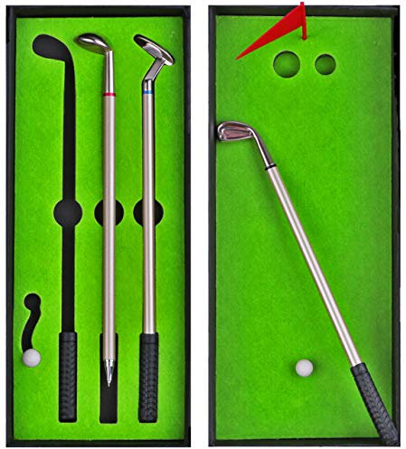 Ensemble de stylo de golf Nalakuvara, mini stylo de golf de bureau, coffret cadeau avec putting vert, drapeau, 3 couleurs en métal, modèles de clubs de golf et 2 balles
