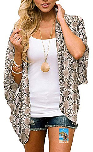 YULOONG Damenmode Bademode Vertuschung Chiffon Blumendruck Kimono Lose Schal Strickjacke Sommer Bluse Bademode Capes