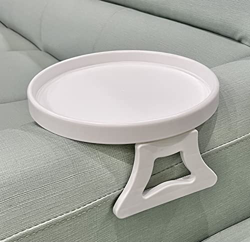 Emoson Sofa Armrest Clip Tray, Side Table for Remote Controls/Drinks/Gamepads Holder (White)