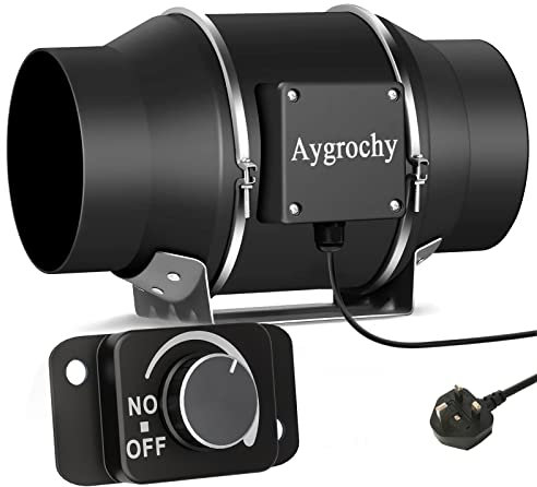 Aygrochy Quiet 4 Inch Inline Fan with Variable Speed Controller, Using for Heating Cooling Booster, Grow Tents, Hydroponics,Home use Ventilation and Exhaust Blower.