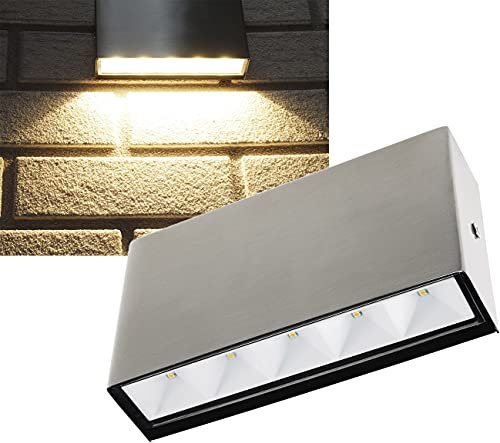 ChiliTec LED Wandleuchte Edelstahl 5 Watt 220Lumen IP65 für Innen & Aussen 3000K Warmweiß Gehäuse Wetterfest Edelstahl gebürstet