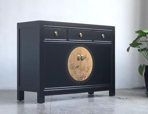 OPIUM OUTLET chinesische Kommode Sideboard Schränkchen Anrichte Vintage Shabby Chic Stil Kolonialstil Bunte Motive (Design 11)