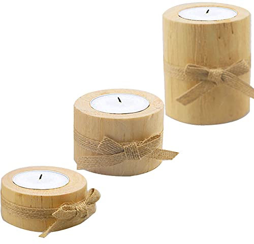 FDDD 3 Stück Teelichthalter aus Holz, Kerzenständer Baumstumpf Kerzenhalter Teelicht Kerzenständer, für Holz DIY Fertigkeit, Tischdekoration, Hochzeit, Geburtstagsfeier, Heimdekoration