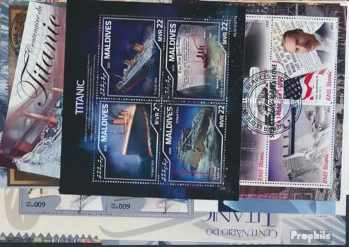 Prophila Collection Motive 10 Verschiedene Titanic Blöcke und Kleinbögen (Briefmarken für Sammler) Seefahrt/Schiffe