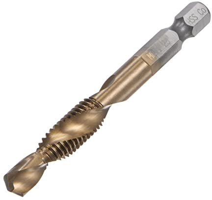 sourcing map Combination Drill and Tap Bit, 1/4 Hex Shank M8 x 1.25 Metric Uncoated M35 Cobalt High Speed Steel Spiral Flute Drilling Tapping Tool