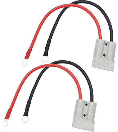CESFONJER Connettore Batteria, 50A 600 V Connettore per Batteria Connessione Rapida, Spina a sgancio rapido, con 10 AWG O-Ring Cavo di prolunga (2 PCS)