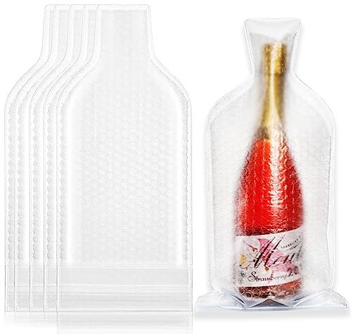 Yesland 6 Pack Wine Bags for Travel - Reusable Plastic Bottle Protector Sleeve, Leak-Proof, Clear, Sturdy - 16.25 x 7.5 Inch