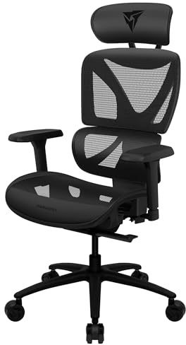 ThunderX3 XTC Mesh Schwarz | Ergonomischer Bürostuhl – Verstellbarer Schreibtischstuhl mit hoher Rückenlehne, synchroner Wippmechanik & automatischer Lendenstütze – Gaming-Stuhl für Erwachsene