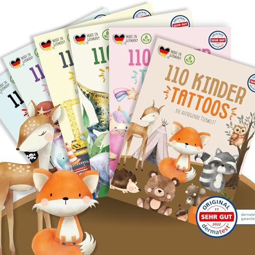 MeinBaby123 660 hautfreundliche Kinder Tattoos mit Dinos, Dinosaurier Tattoo Kinder, Kindertattoos zum Aufkleben, vegan & made in Germany (6er Set - Mix Motive)