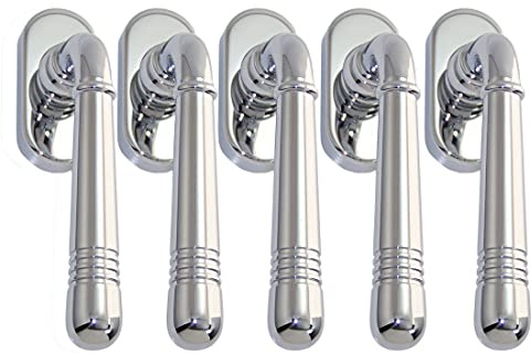 Massiv Messing Fenstergriff Set 5 x FG Helena Prime 0320 Chrom Fensterbeschlag