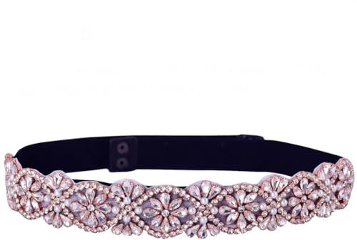 DBFBDTU Cintura elastica da donna con strass, per abiti da sposa, accessori decorativi, S453-b Oro Rosa, Etichettalia unica