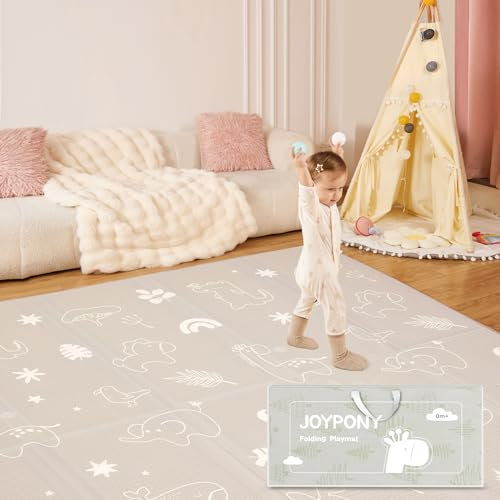 Joypony Krabbelmatte Baby, 180x200 CM Große Faltbare Spielmatte, Wasserdicht & Rutschfest, Baby Play Mat mit Tragetasche – Ideal für Babys & Kleinkinder(71x79x0.4 In)