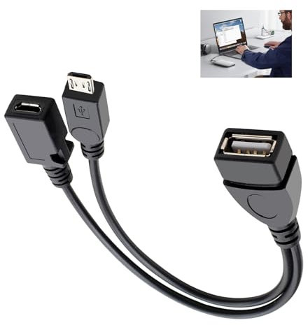 USB Port OTG Adapter, 2-in-1 Micro USB to USB Adapter OTG Power Cable Compatible with Firestick 2nd 3rd Gen and 4K PlayStation Classic Samsung Andriod Tablets SNES NES Rii Logitech Keyboards