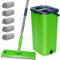MASTERTOP Flat Mop and Buckets Sets, Long Handled Floor Mop and Bucket with 5 Microfibre Pads, Wet Dry Dust Mops for Hardwood Laminate Tile Floors Cleaning - Green