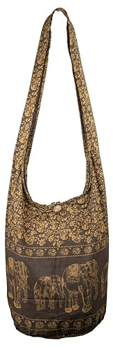 CCcollections Damen Schultertasche für tägliche Essentials – Pure Baumwolltasche zum Einkaufen, leicht & langlebig – Recycelbare stylische Stofftasche mit lebendigen Prints (Elephant Brown)