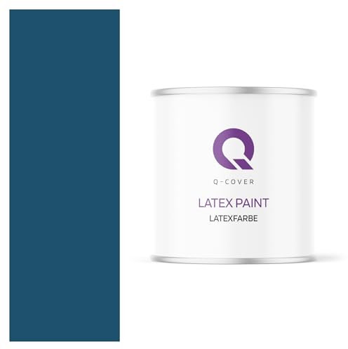 Q-COVER Latexfarbe 2 L Marineblau Innenfarbe Wandfarbe Deckenfarbe Klasse 3 Mattfarbe Scheuerfest Hohe Deckkraft