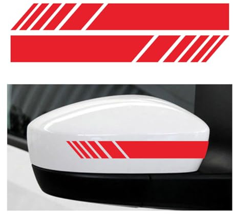 Adunsiaoto 2 Pezzi Specchietto Retrovisore Adesivo per Auto, Adesivi Auto Tuning, Adesivi Auto Riflettenti Decalcomanie Specchio, Accessori Esterni Generali Decorazione per Autoveicoli(Rosso)