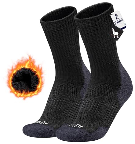 MAGISDU Alpaka Skisocken Herren Damen, Warme Thermosocken Dicke Gepolsterte Wintersocken Atmungsaktiv Snowboard Outdoor Sportsocken Schnelltrocknende Kompressionsstrümpfe 2 Paar Größe 35-51