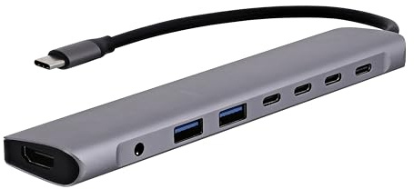 T'nB - 8-in-1-USB-C-Hub, vollständige Anschlusslösung, Plug & Play, ohne Installation, einfache Bedienung – Space Grey