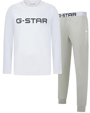 G-STAR Langer Herren Schlafanzug mit Rundhalsausschnitt Stone