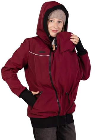 Viva la Mama - 4in1 Allwetter Tragejacke für Vorn- und Rückentragen Umstandsjacke Softshell - AVENTURIS - burgunder - L