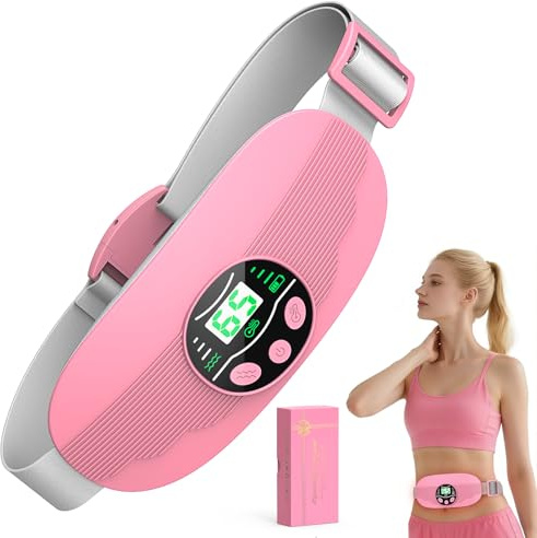 LKV Perioden Menstruation Wärmegürtel Menstruationsgürtel, USB Wiederaufladbar Heizkissen Kabellos Bauchwärmer, 3 Wärmestufen und 3 Vibrations-Massage-Modi, Geschenke für Frauen und Mädchen (Rosa）