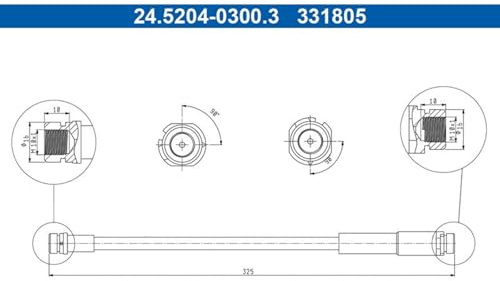 ATE Brake Hose Rear Axle Suitable for Fiesta 2 | 24.5204-0300.3