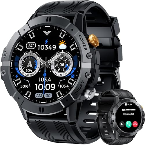 OUKITEL Orologio da uomo, 1,52 HD Smartwatch con chiamata Bluetooth, 120+ modalità sportive, orologio sportivo per monitoraggio cardio, podometro, sonno, impermeabile, orologio militare per Android