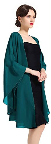 BEAUTELICATE Chiffon Schal Stola Bolero Damen Für Abendkleid Festlich Hochzeit Braut Frühling Sommer Jacke Türkisgrün,Einheitsgröße