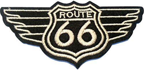Iron on Bügel Aufnäher Patches Flicken Aufbügler Applikation Kleidung Vintage Route 66 USA 11 cm