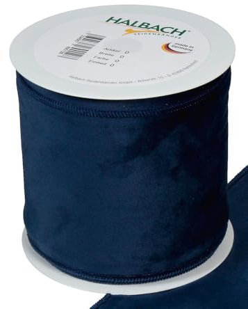FloristryWarehouse Blue Christmas Velvet Fabric Ribbon 100mm (4) Wide on 8m roll Wired Edge