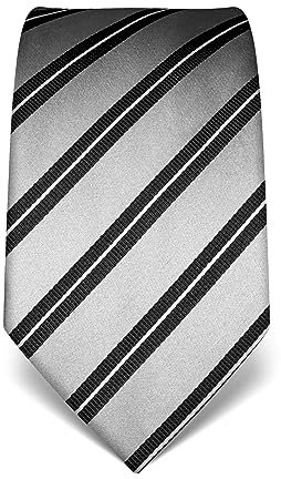 Vincenzo Boretti Herren Krawatte reine Seide gestreift edel Männer-Design zum Hemd mit Anzug für Business Hochzeit 8 cm schmal/breit grau