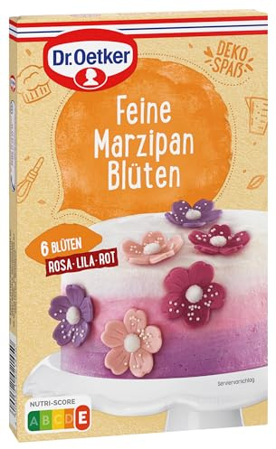 Dr. Oetker Lot de 11 x 6 grandes fleurs en pâte d'amande avec sucre décoratif - Diamètre : 4 cm - Pour décorer gâteaux, gâteaux et cupcakes - Décoration de gâteau florale en rose, violet et rouge