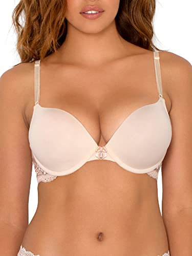 Smart & Sexy Damen Bügel Maximalem Dekolleté, Erhältlich in Einzel-und 2er-Packungen Push-Up-BH, Undurchsichtige, In The Buff with Lace Wings, 90C