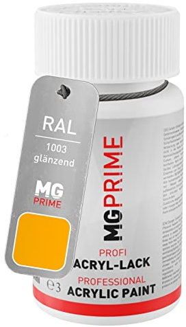 MG PRIME RAL 1003 Signalgelb/Signal yellow glänzend Lackstift | Lackfläschchen mit Pinsel, 50 ml, schnelltrocknend