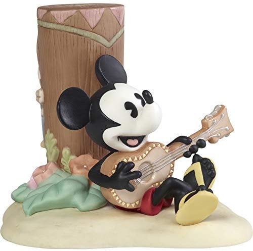 Precious Moments Playing Ukulele 192702 Disney Showcase Mickey Mouse Life is A Sweet Melody with You Bisque Porcelain Figurine, Multi