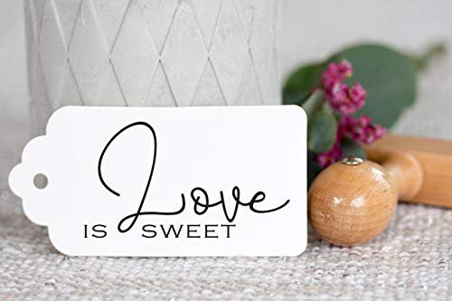 Hochzeitsstempel mit Holzgriff_Love is sweet_Candybar_Süßigkeitentable_Anhänger_DIY_Wedding